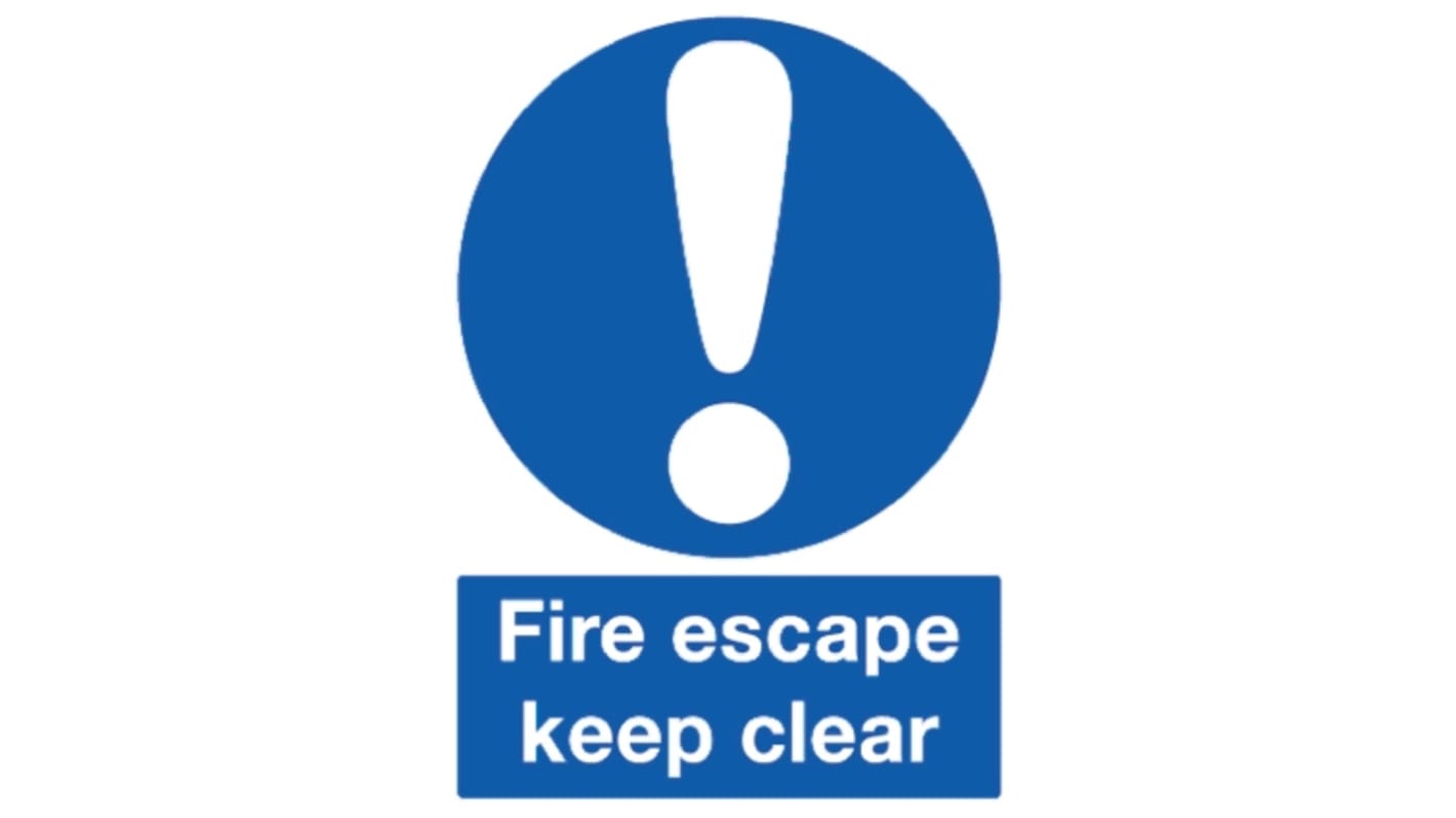 RS PRO Brandschutzzeichen Vinyl Freihalten Blau/Weiß Fire Escape Keep Clear, Englisch Selbstklebend