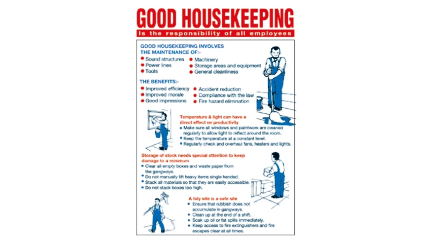 Good Housekeeping Safety Wall Chart, Polypropylene, English, 450 mm, 600mm