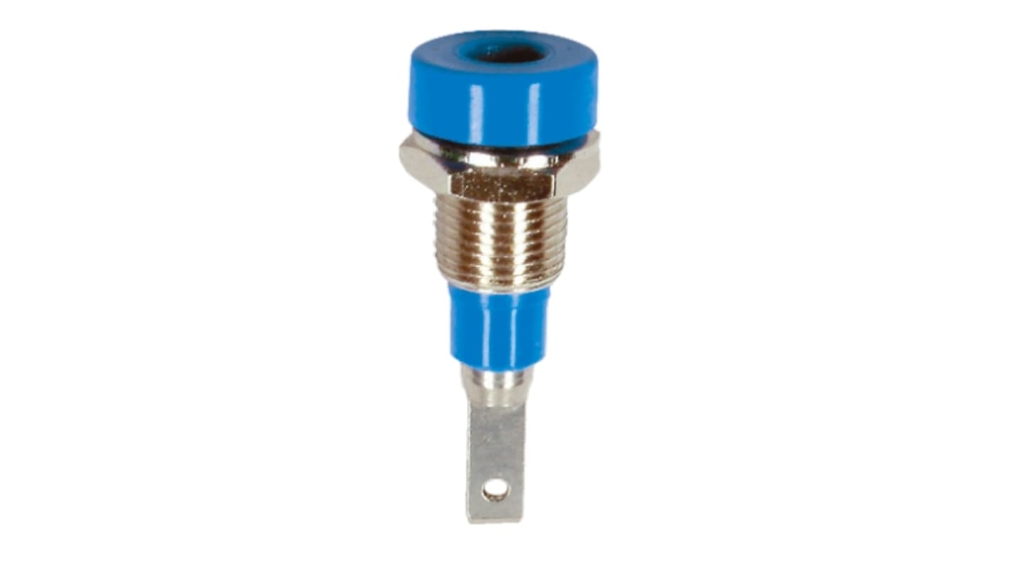 Stäubli 2mm Bananenbuchse Blau, 30 V, 60V dc / 10A Flachstecker