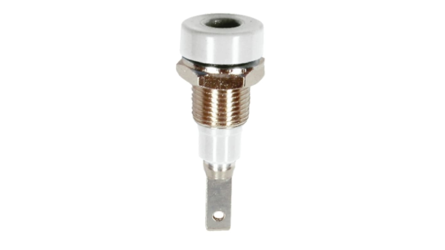 Staubli White Female Banana Socket, 2mm Connector, Tab Termination, 10A, 30 V, 60V dc, Silver Plating