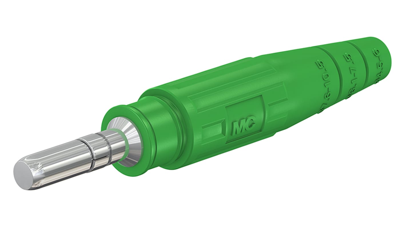 Fiche de test mâle 6 mm Staubli Vert Mâle 80A 600V