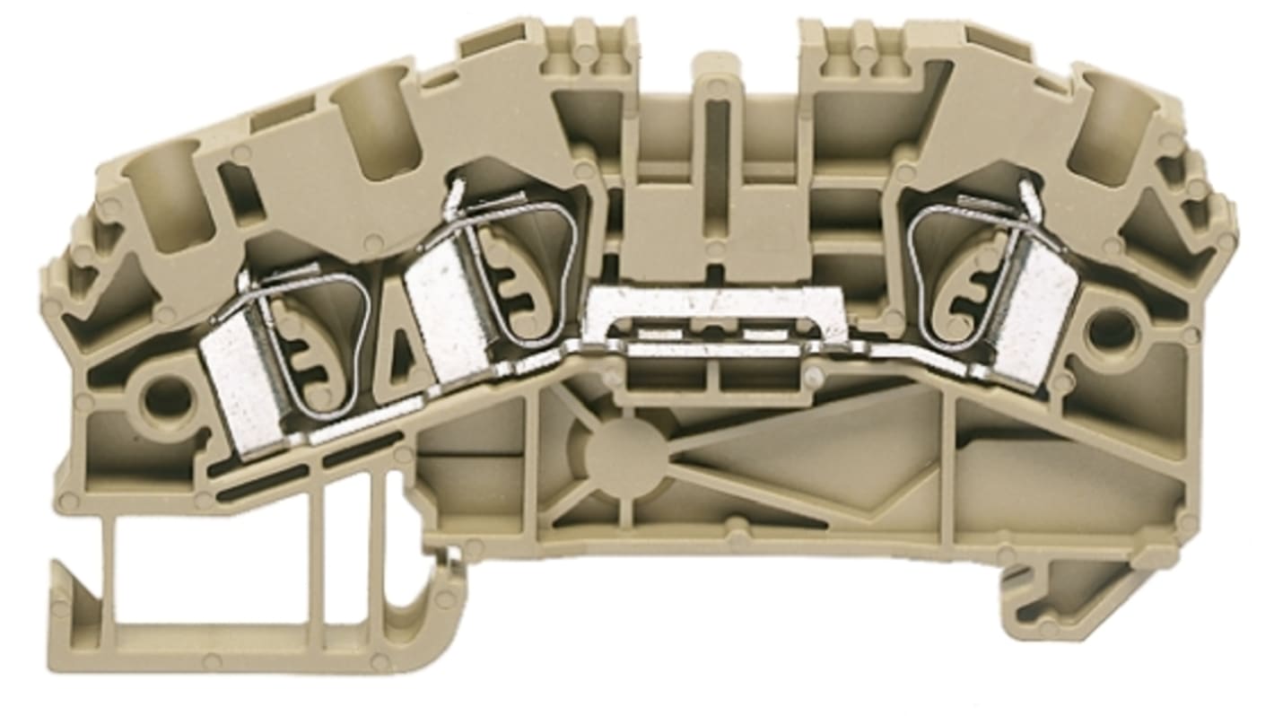 RS PRO Grey DIN Rail Terminal Block, 2.5mm², Double-Level, Spring Clamp Termination