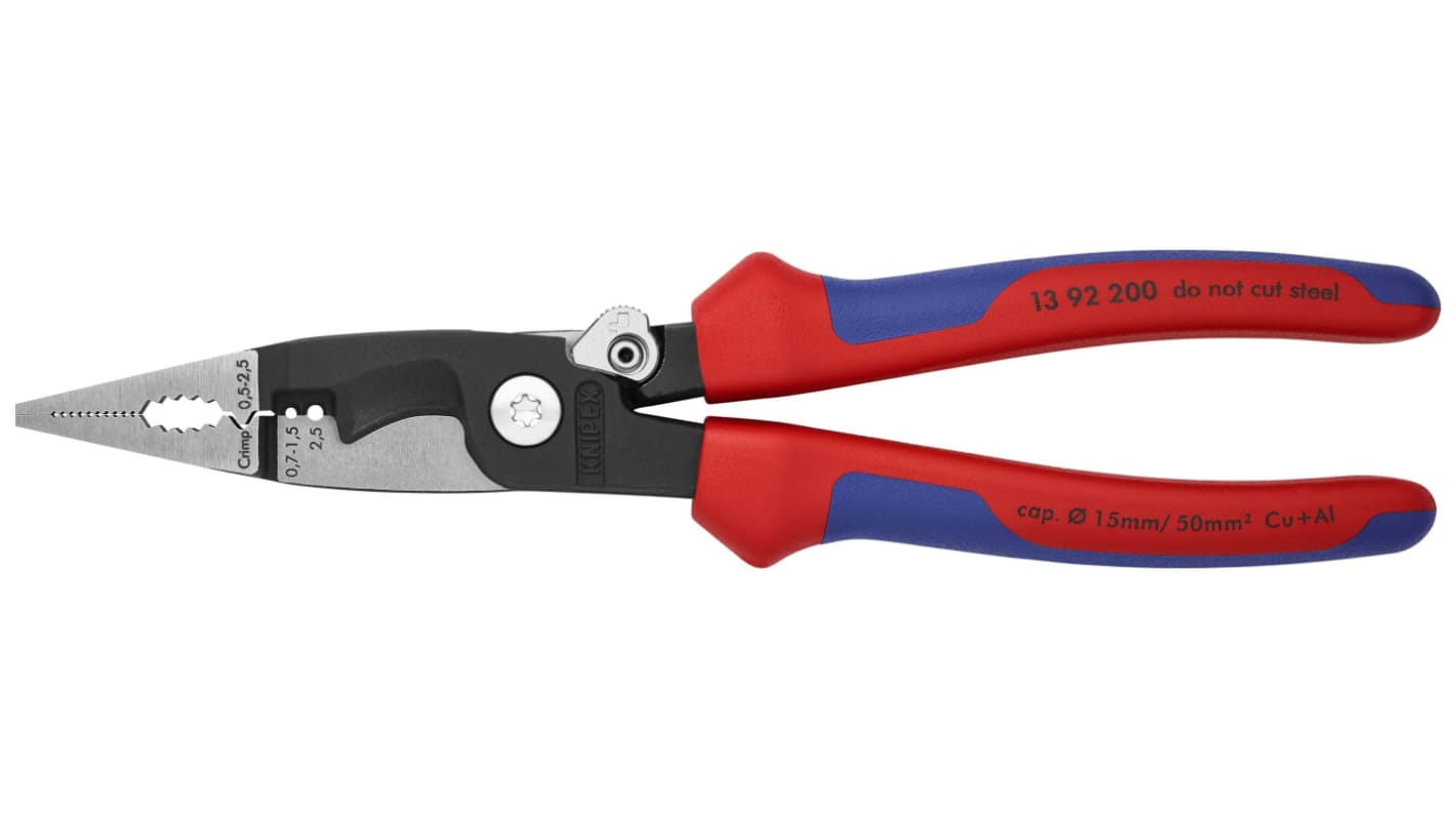 Knipex Kombizange, gebogen Schneidkraft → Kupferdraht: 50 mm 200 mm