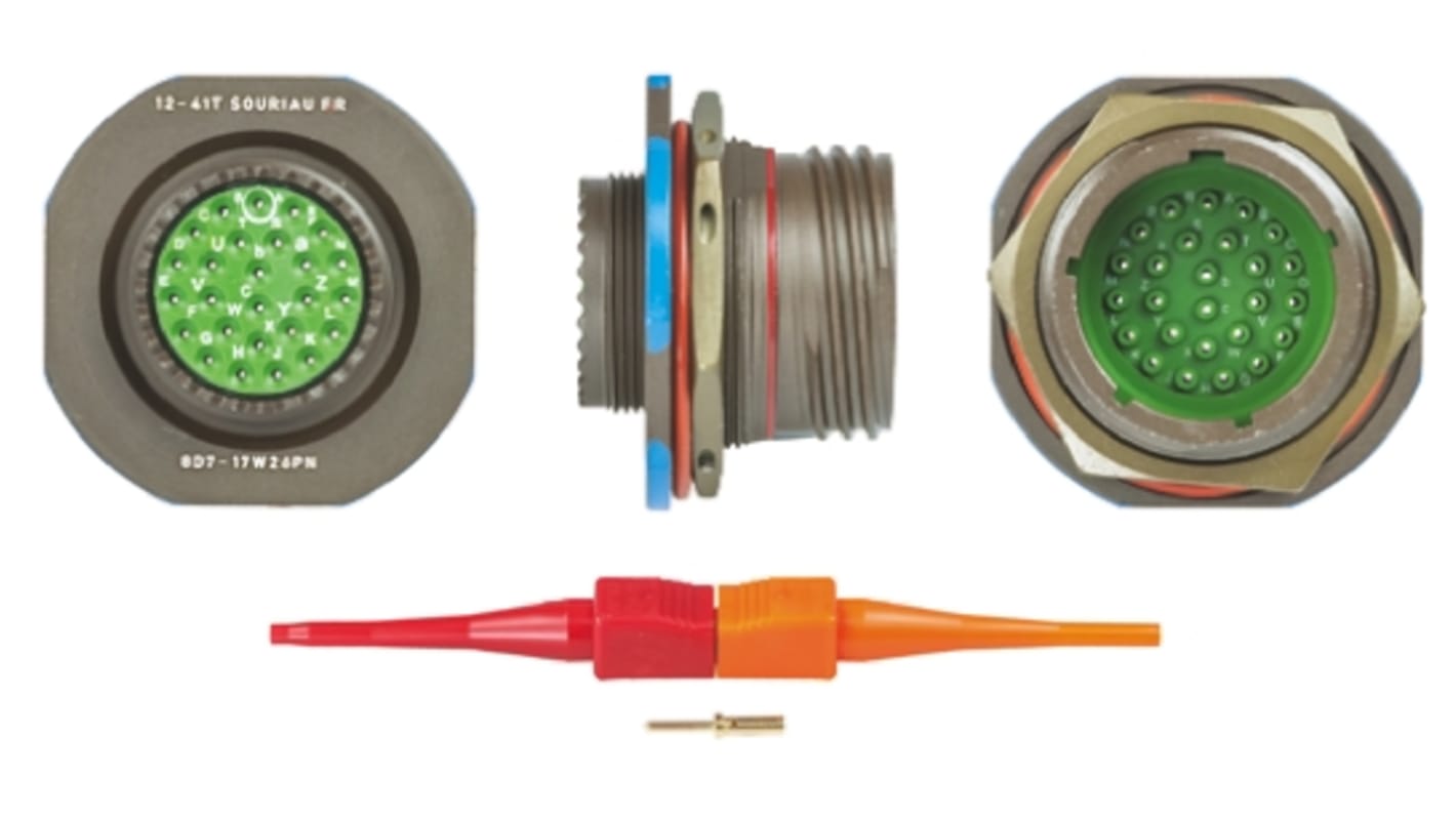 Souriau Sunbank by Eaton, 8D 26 Way Panel Mount MIL Spec Circular Connector Receptacle, Pin Contacts,Shell Size 17,