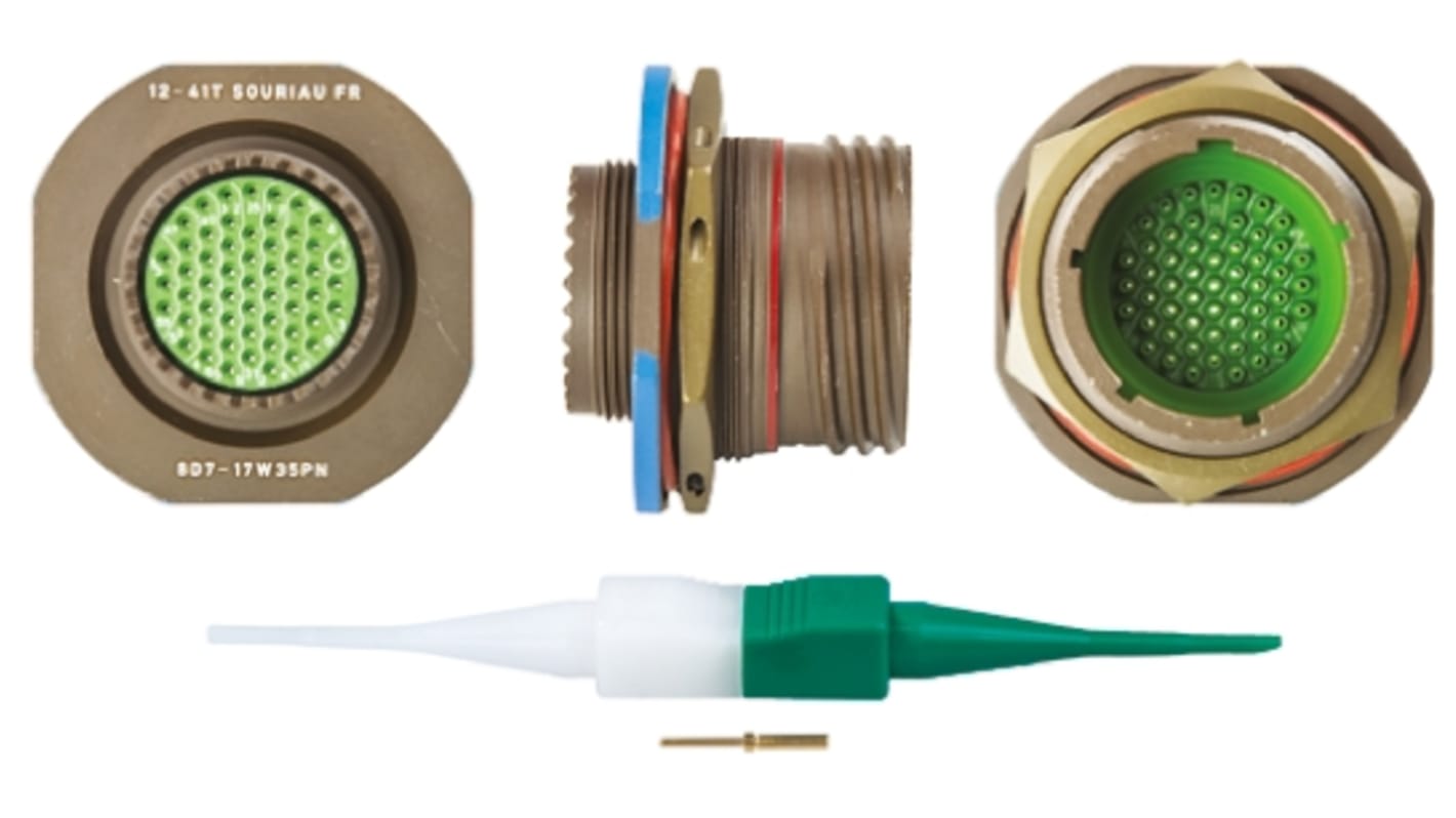 Souriau, 8D 55 Way Panel Mount MIL Spec Circular Connector Receptacle, Pin Contacts,Shell Size 17, Screw Coupling,