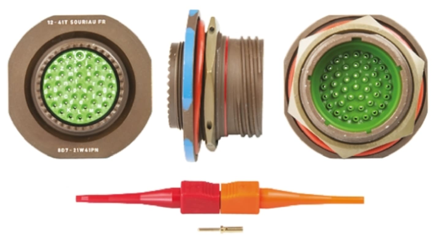 Souriau Sunbank by Eaton, 8D 41 Way Panel Mount MIL Spec Circular Connector Receptacle, Pin Contacts,Shell Size 21,