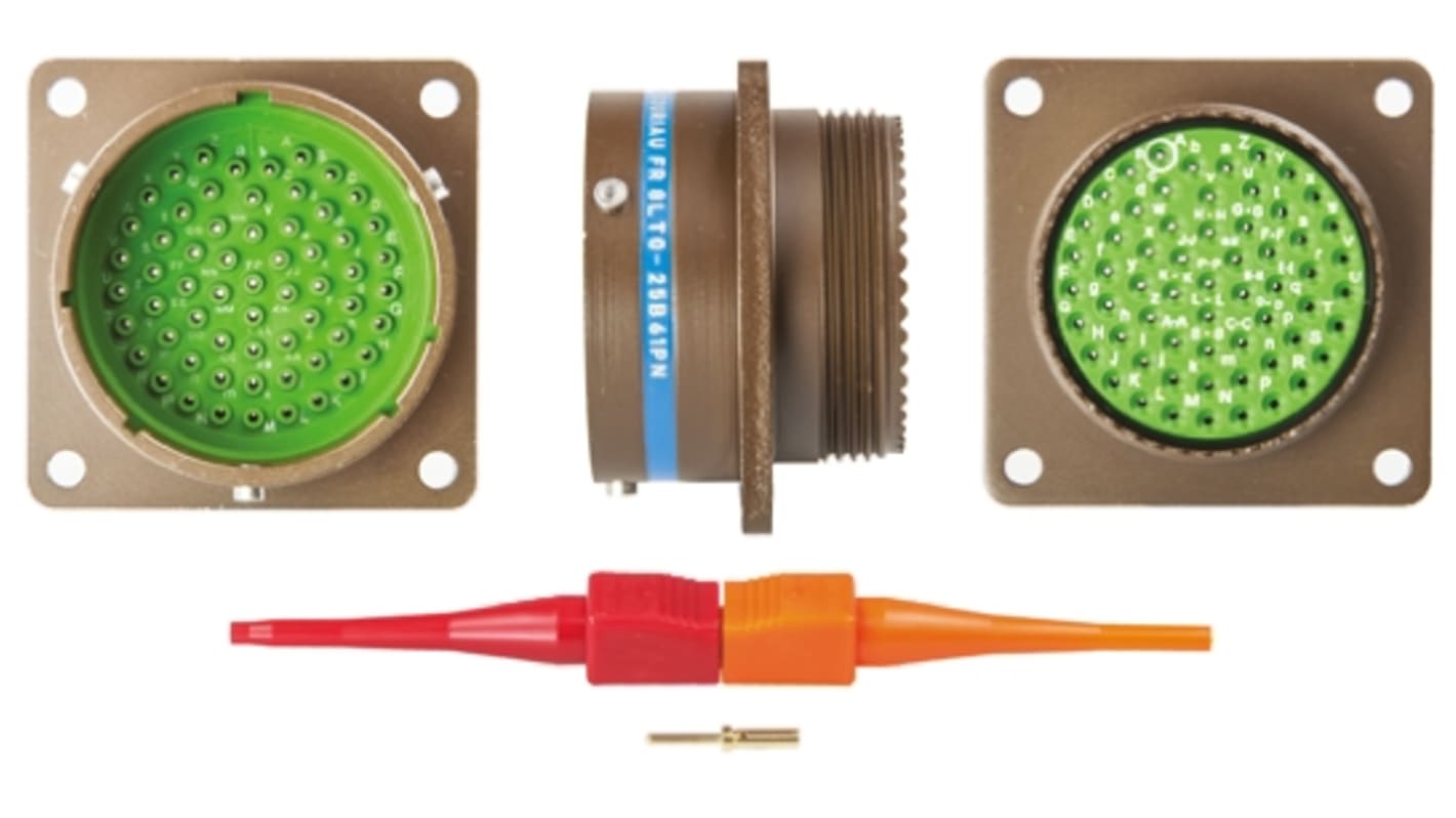 Souriau, 8LT 61 Way Panel Mount MIL Spec Circular Connector Receptacle, Pin Contacts,Shell Size 25, Bayonet Coupling,