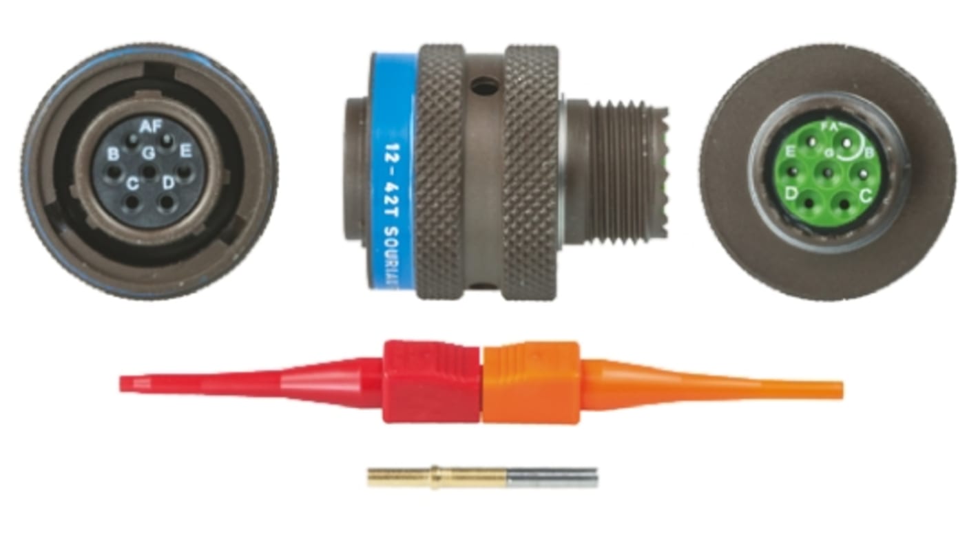 Souriau, 8LT 7 Way Cable Mount MIL Spec Circular Connector Plug, Socket Contacts,Shell Size 11, Bayonet Coupling,