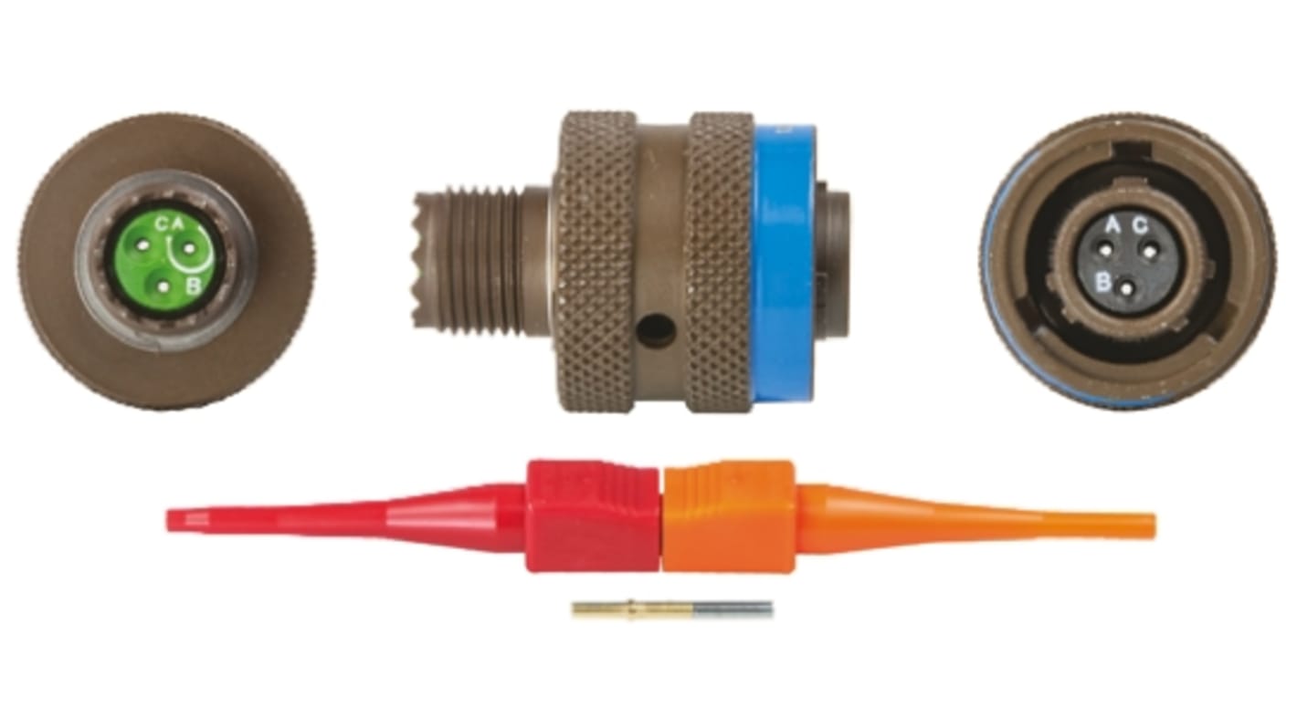 Souriau, 8LT 3 Way Cable Mount MIL Spec Circular Connector Plug, Socket Contacts,Shell Size 09, Bayonet Coupling,