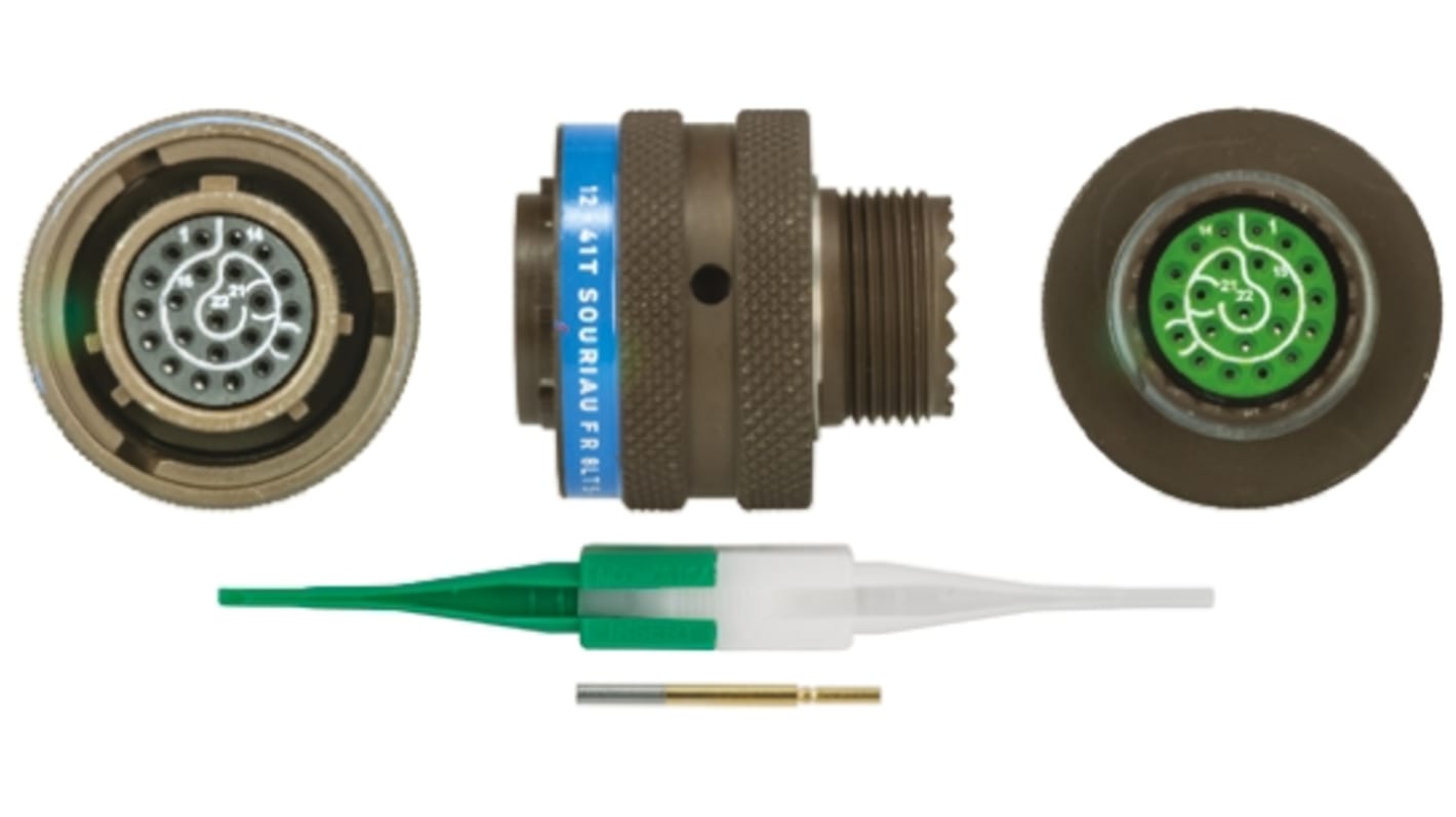 Conector circular MIL-DTL-38999 Souriau Sunbank by Eaton Macho Recto serie 8LT de 22 vías hembra, tamaño 13, Montaje de