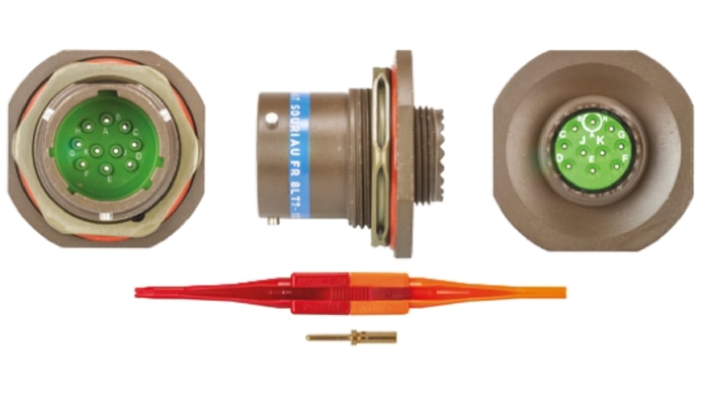 Souriau Sunbank by Eaton, 8LT 10 Way Panel Mount MIL Spec Circular Connector Receptacle, Pin Contacts,Shell Size 13,