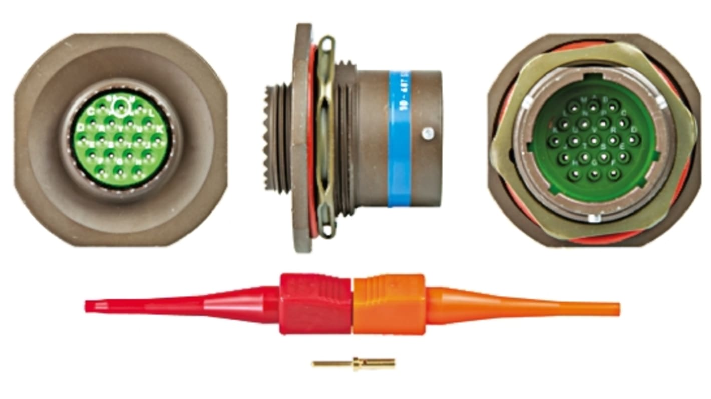 Souriau, 8LT 19 Way Panel Mount MIL Spec Circular Connector Receptacle, Pin Contacts,Shell Size 15, Bayonet Coupling,