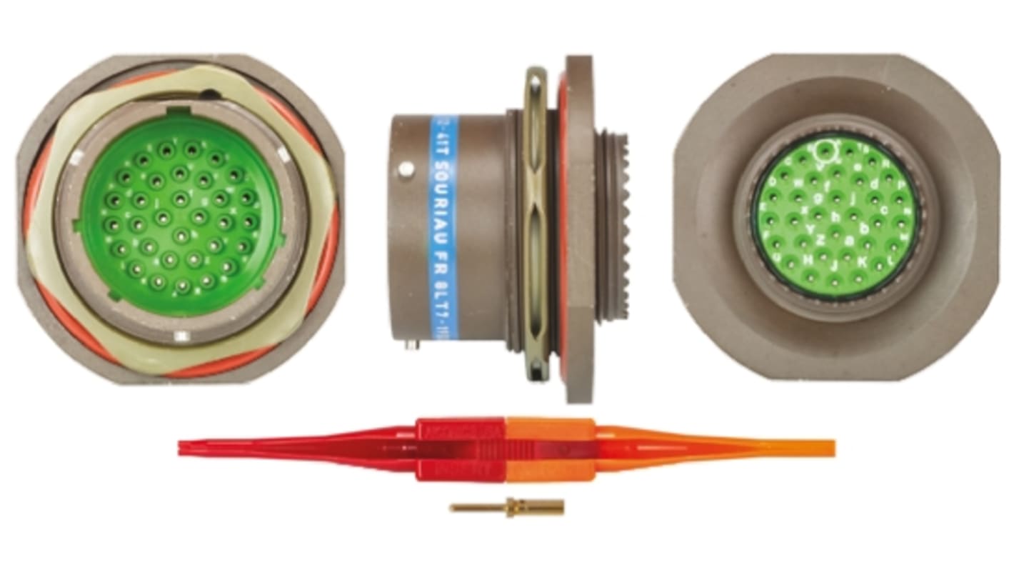 Souriau, 8LT 32 Way Panel Mount MIL Spec Circular Connector Receptacle, Pin Contacts,Shell Size 19, Bayonet Coupling,