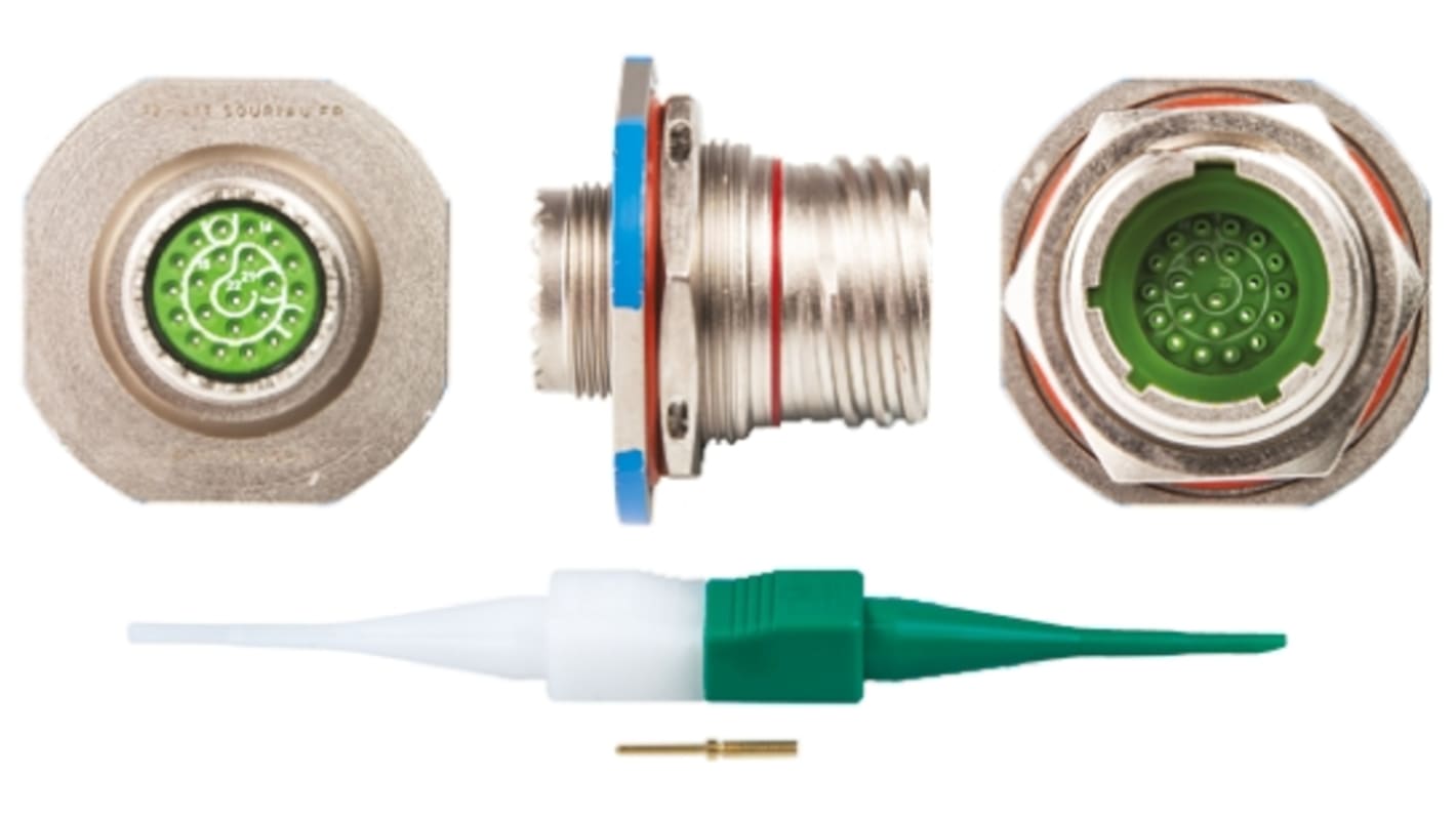 Souriau, 8D 22 Way Panel Mount MIL Spec Circular Connector Receptacle, Pin Contacts,Shell Size 13, Screw Coupling,