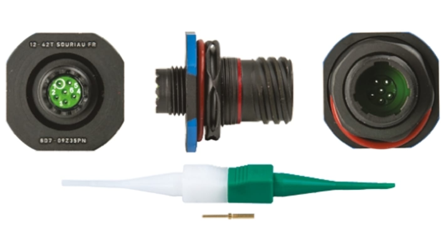 Connecteur cylindrique Femelle, 6 Contacts, Mâle, Souriau Sunbank by Eaton, A sertir