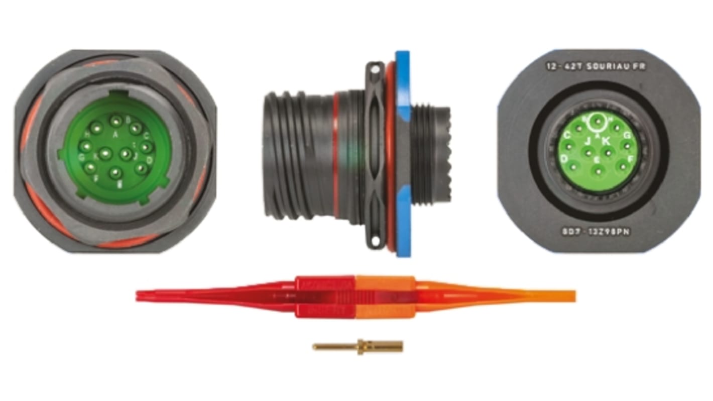 Souriau Sunbank by Eaton, 8D 10 Way Panel Mount MIL Spec Circular Connector Receptacle, Pin Contacts,Shell Size 13,