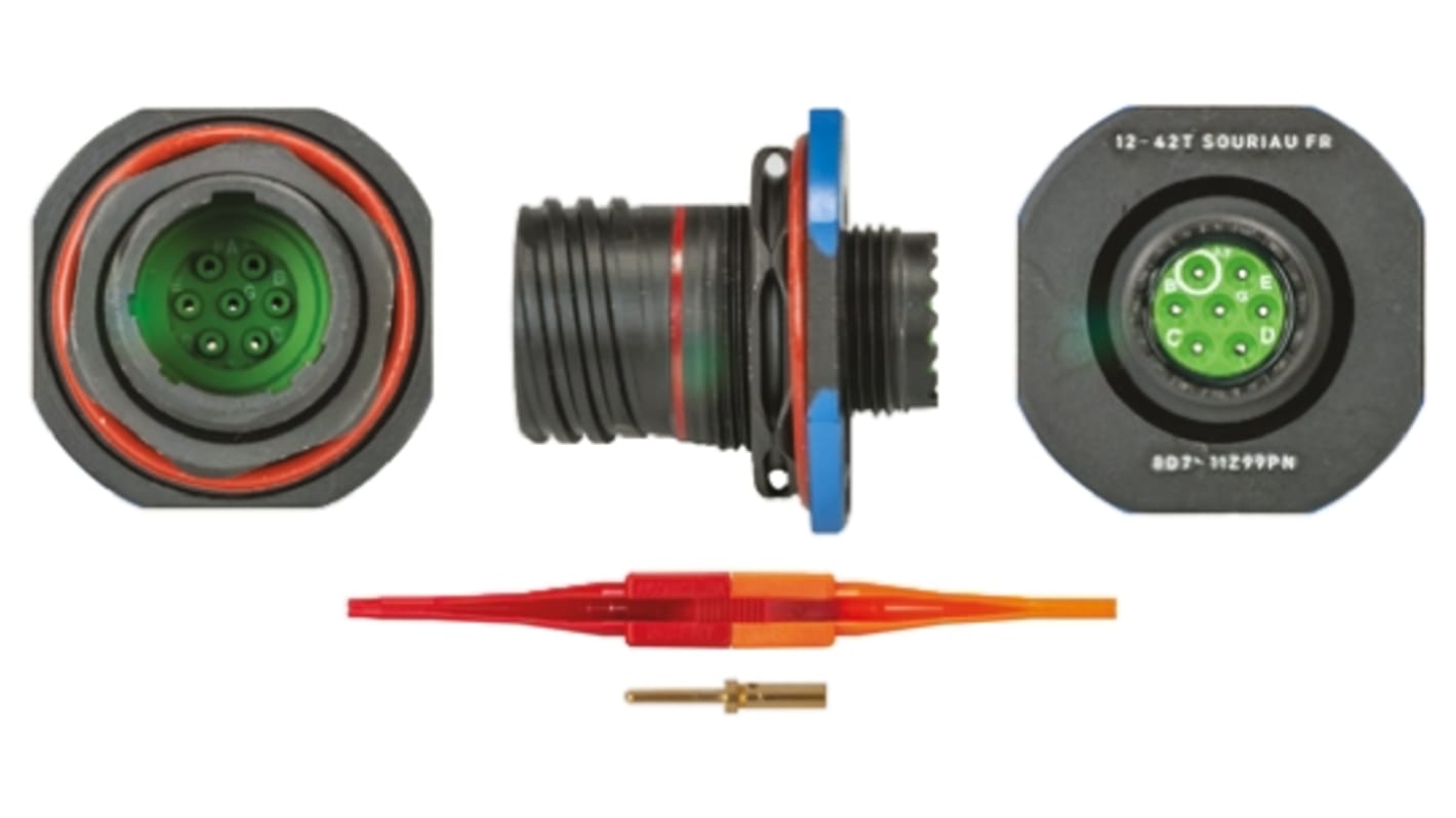 Connecteur cylindrique Femelle, 7 Contacts, Mâle, Souriau Sunbank by Eaton, A sertir