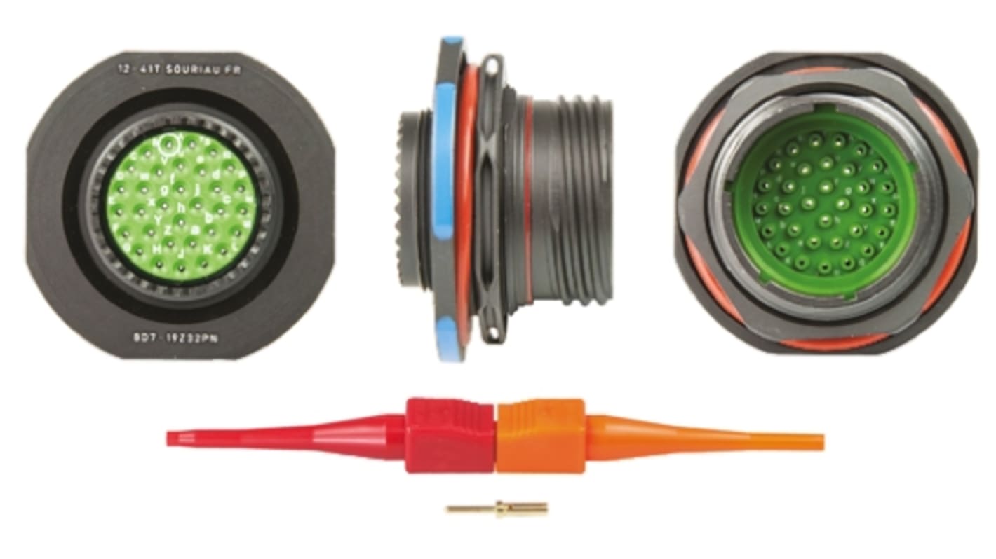 Souriau Sunbank by Eaton, 8D 32 Way Panel Mount MIL Spec Circular Connector Receptacle, Pin Contacts,Shell Size 19,