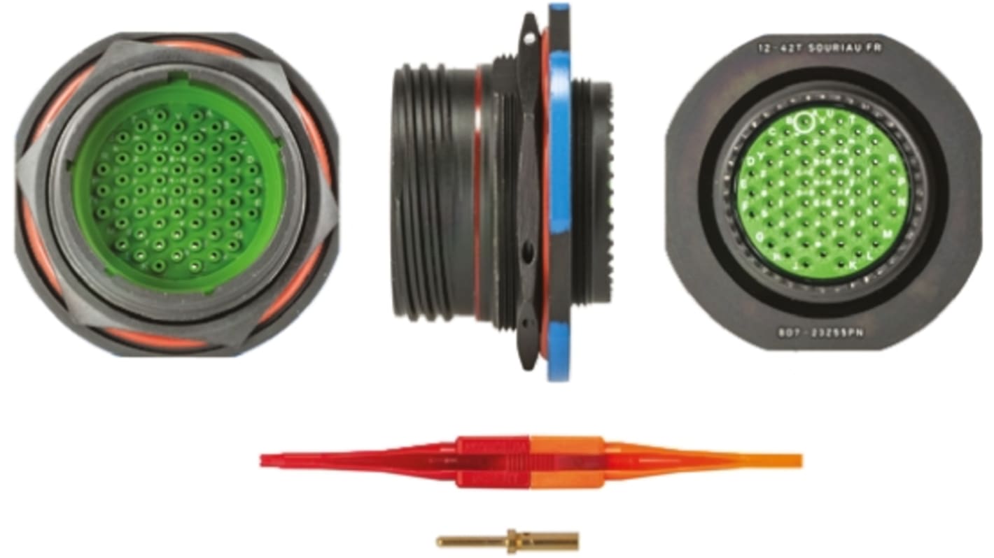 Souriau, 8D 55 Way Panel Mount MIL Spec Circular Connector Receptacle, Pin Contacts,Shell Size 23, Screw Coupling,