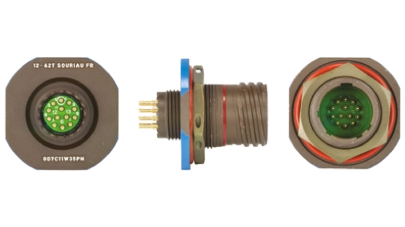 Connecteur cylindrique Femelle, 13 Contacts, Mâle, Souriau Sunbank by Eaton, A souder