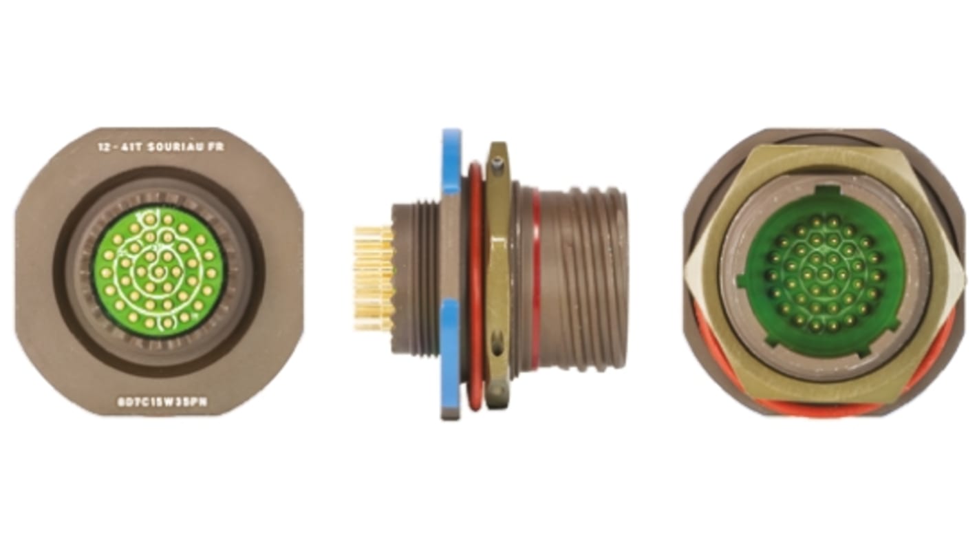 Connecteur cylindrique Femelle, 37 Contacts, Mâle, Souriau Sunbank by Eaton, A souder