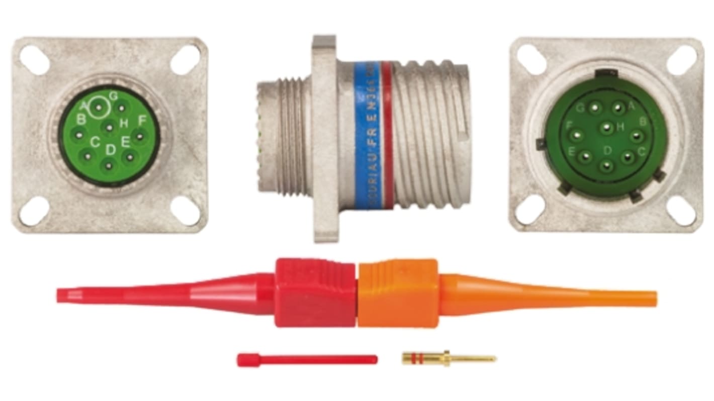 Souriau, EN3645 8 Way Panel Mount MIL Spec Circular Connector Receptacle, Pin Contacts,Shell Size 13, Screw Coupling,