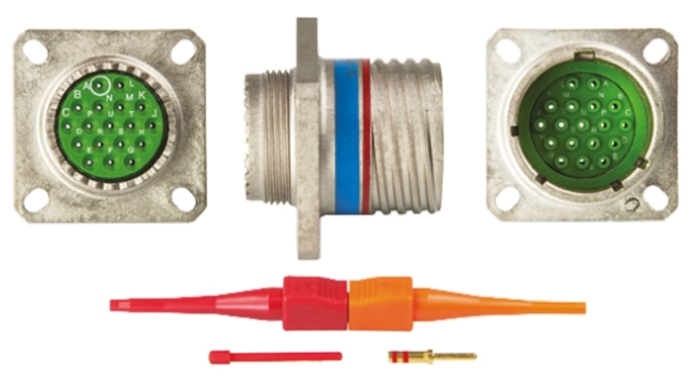 Souriau, EN3645 18 Way Panel Mount MIL Spec Circular Connector Receptacle, Pin Contacts,Shell Size 15, Screw Coupling,