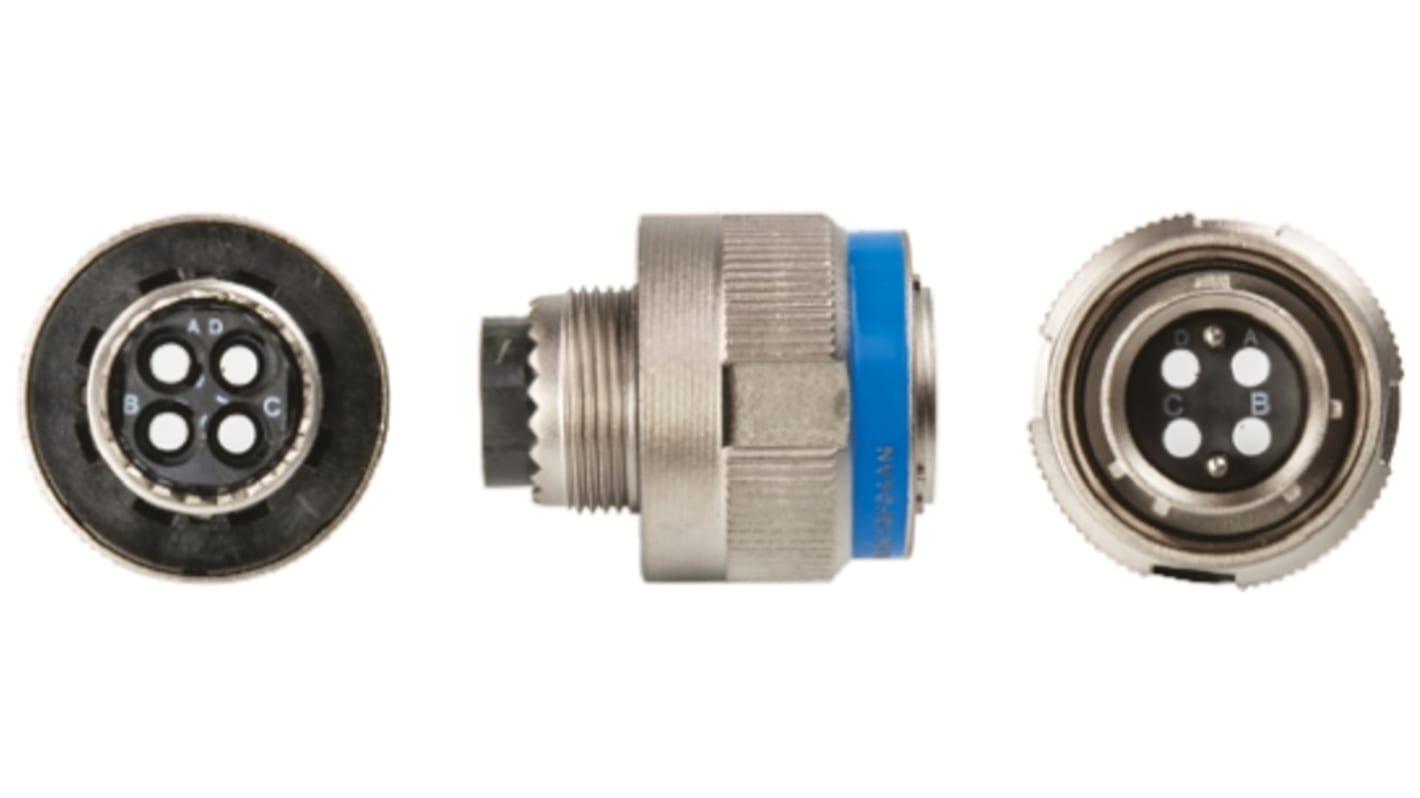 Souriau, 8D 4 Way Cable Mount MIL Spec Circular Connector Plug, Pin Contacts,Shell Size 13, Screw Coupling,