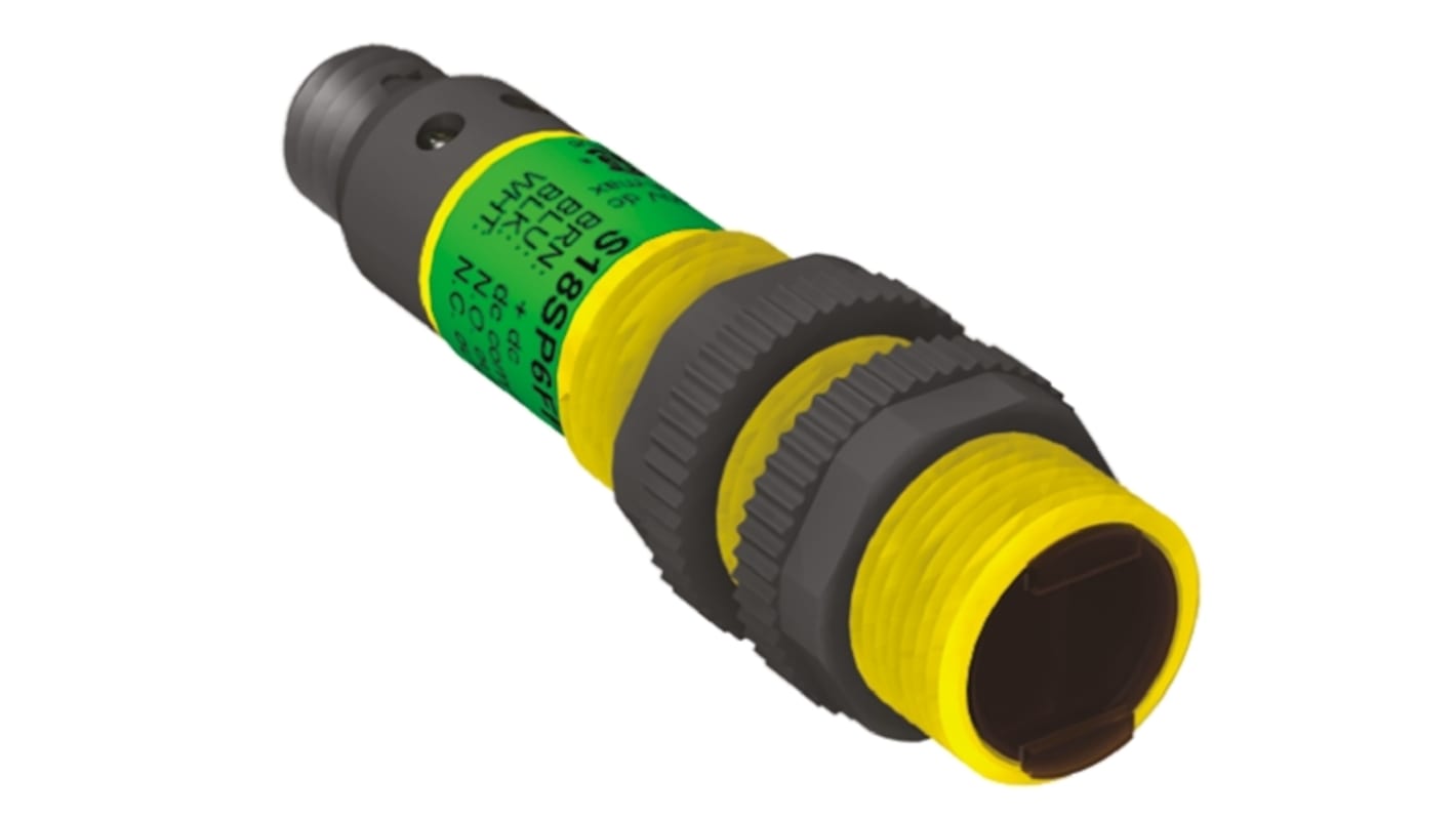 Banner EZ-BEAM S18 zylindrisch Optischer Sensor, Diffus, Bereich 0 → 100 mm, PNP Ausgang, 4-poliger