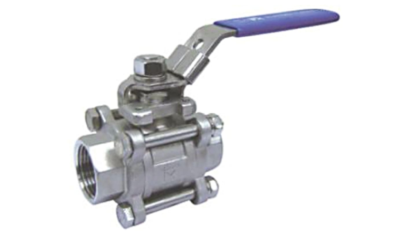 RS PRO Stainless Steel Full Bore, 2 Way, Ball Valve, BSPP 1 1/4in