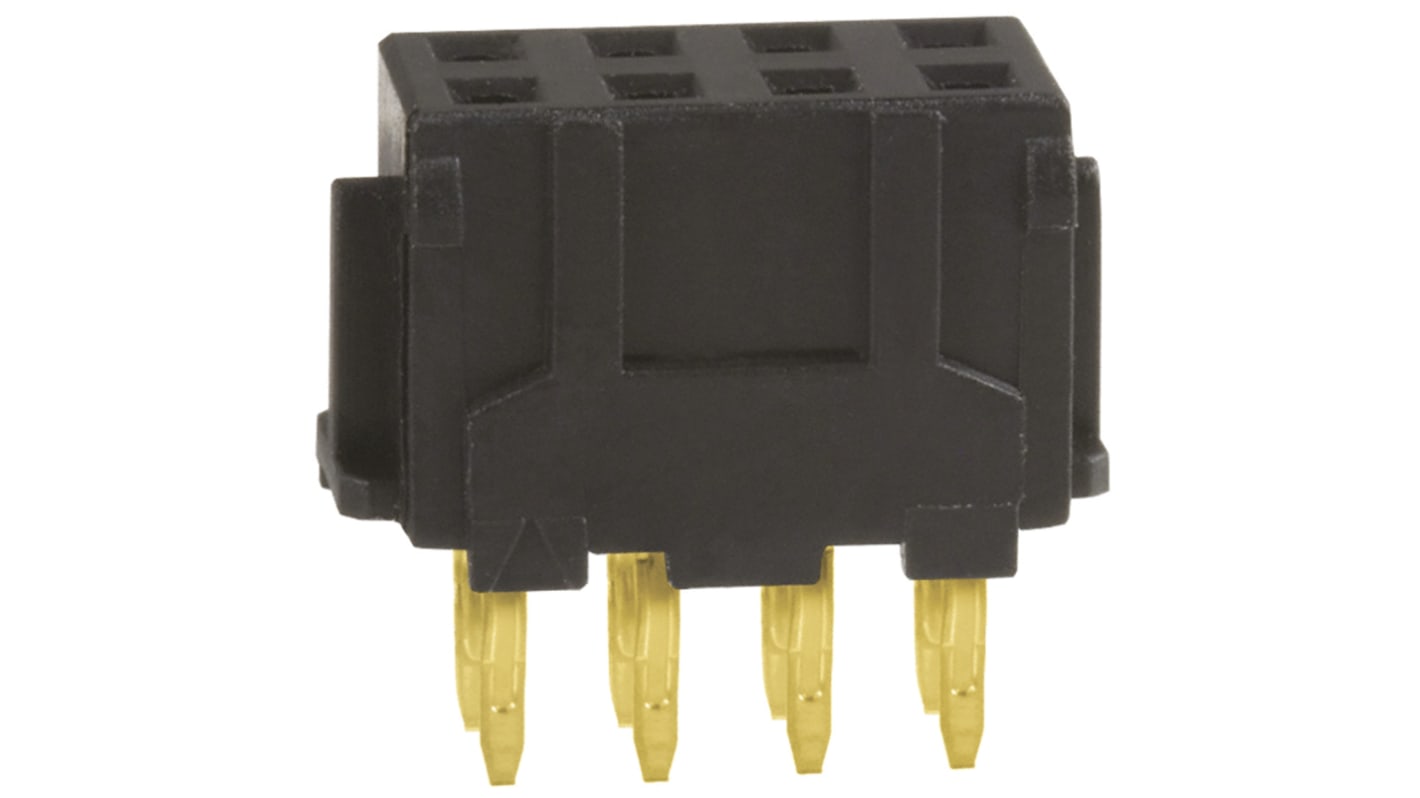 Conector hembra para PCB Hirose serie DF11, de 8 vías en 2 filas, paso 2mm, 250 V, 12A, Montaje en orificio pasante,