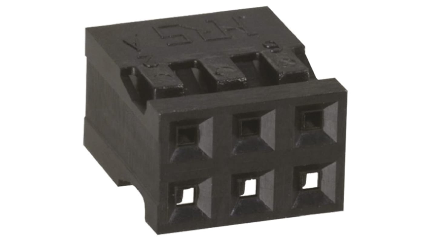 Carcasa de conector Hirose A3B-6D-2C, Serie A3B, paso: 2mm, 6 contactos, 2 filas, Recto, Hembra, Montaje de Cable