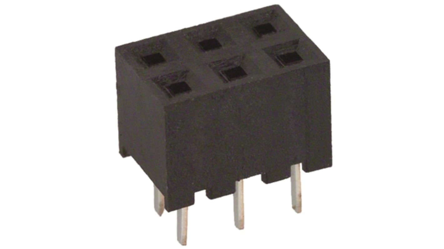Hirose A3C Series Straight Through Hole Mount PCB Socket, 6-Contact, 2-Row, 2mm Pitch, Solder Termination