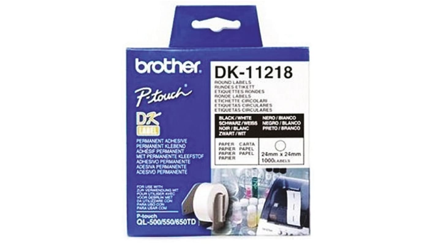 Brother White Black Print Label Roll, 1000Per Roll Qty