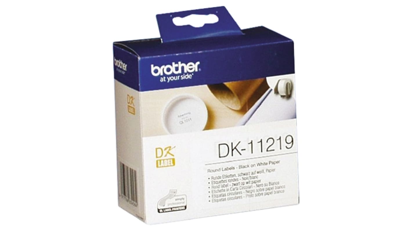 Etiqueta y cinta para impresora de etiquetas Brother, color Negro sobre fondo Blanco de 12mm, 1200 Per Roll, para usar