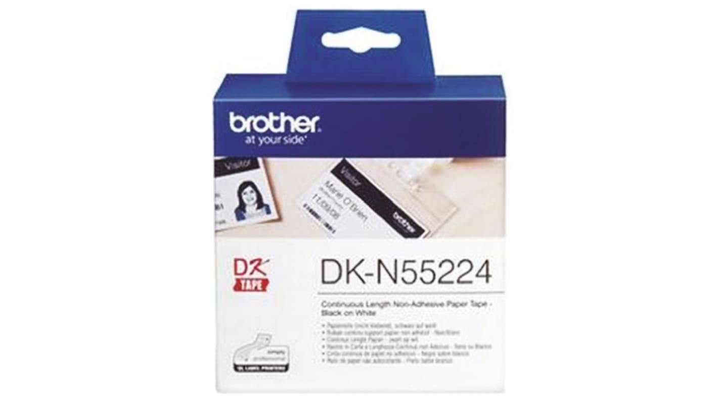 Cinta para impresora de etiquetas Brother sobre fondo Blanco, 1 Roll, para usar con varios modelos