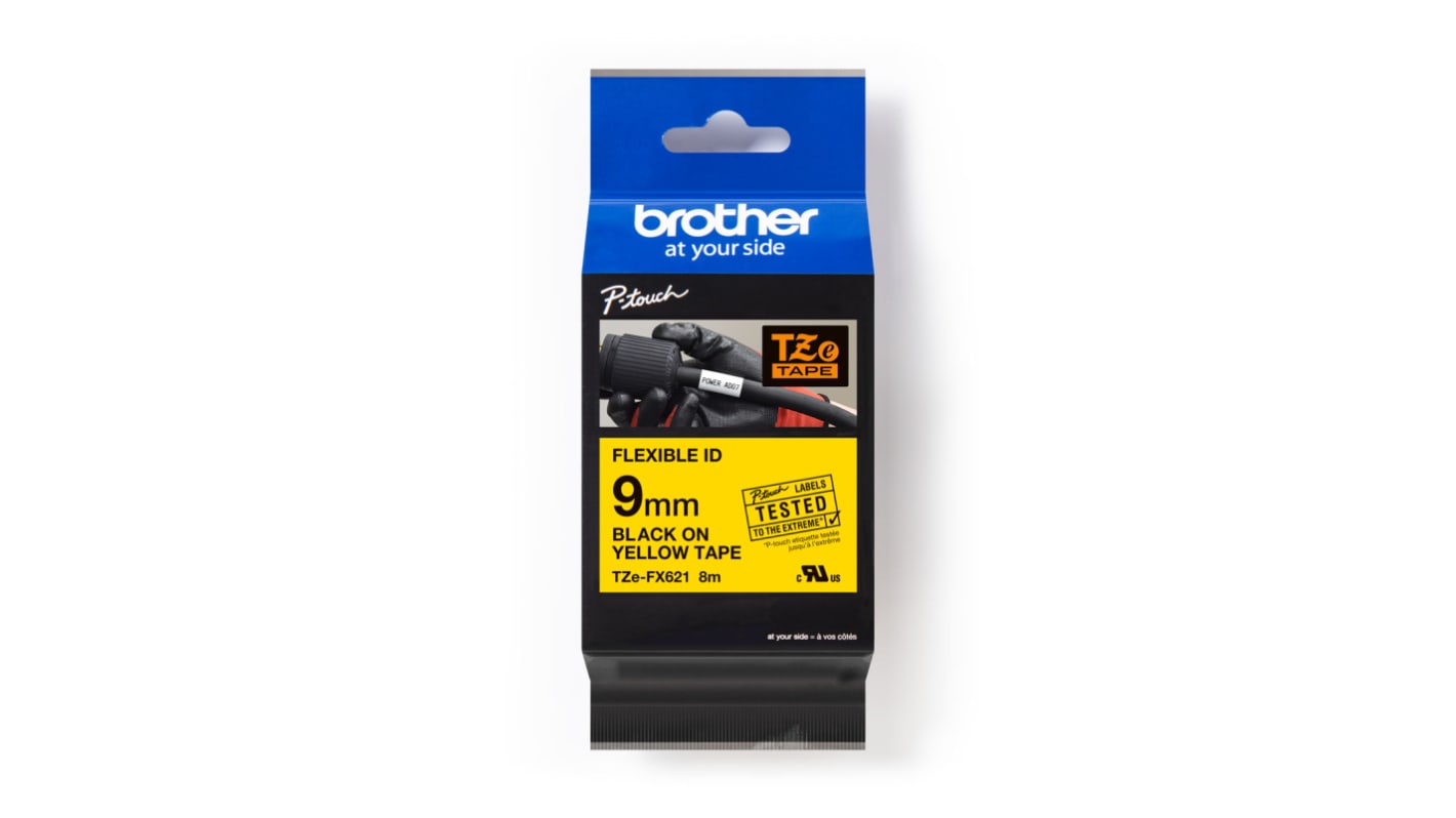 Nastro per etichettatrici Brother 9 mm x 8 m Nero su Giallo