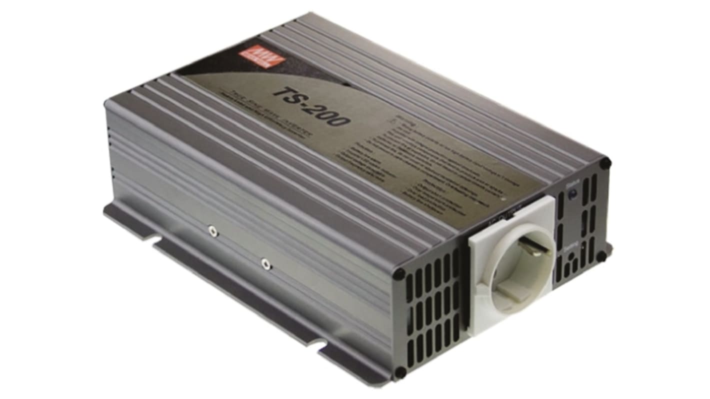 Inverter di potenza Mean Well, ingresso 10.5 → 15V cc, uscita 230V ca, 200W, 3 pin