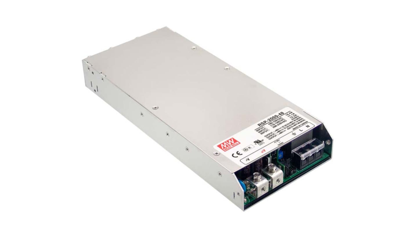 Alimentatore switching MEAN WELL RSP-2000-12, 1.2kW, ingresso 127 → 370 V dc, 90 → 264 V ac, uscita 12V