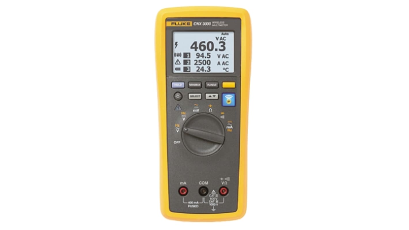 Fluke CNX 3000 Handheld LCD Digital Multimeter, 400mA ac Max, 400mA dc Max, 1000V ac Max