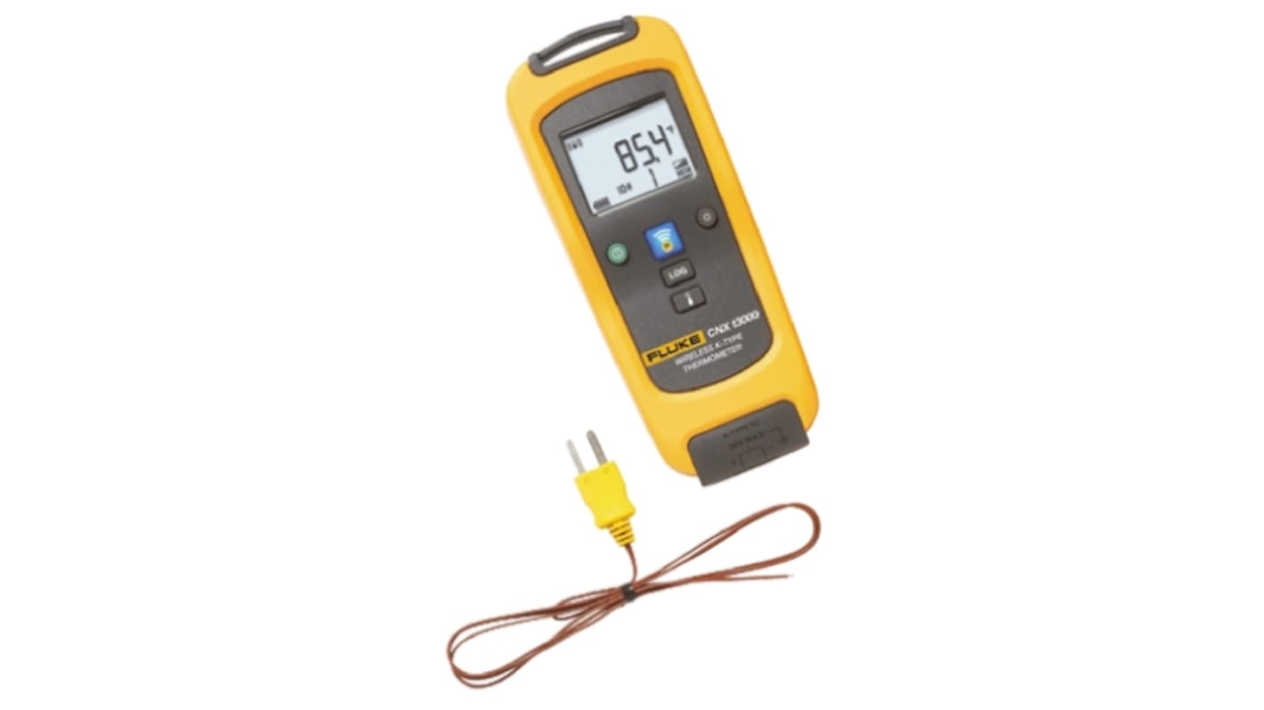 Fluke CNS T3000 Recording Digital Thermometer for Radio Frequency Communications Use, K Probe, +1372°C Max, ±0.5% + 0.3