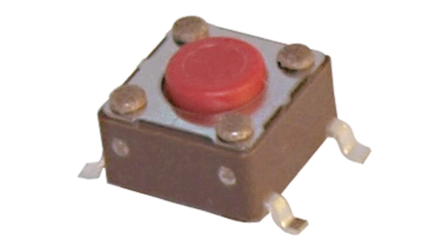 Interruptor táctil tipo Vástago, Rojo, contactos SPST 4.3mm
