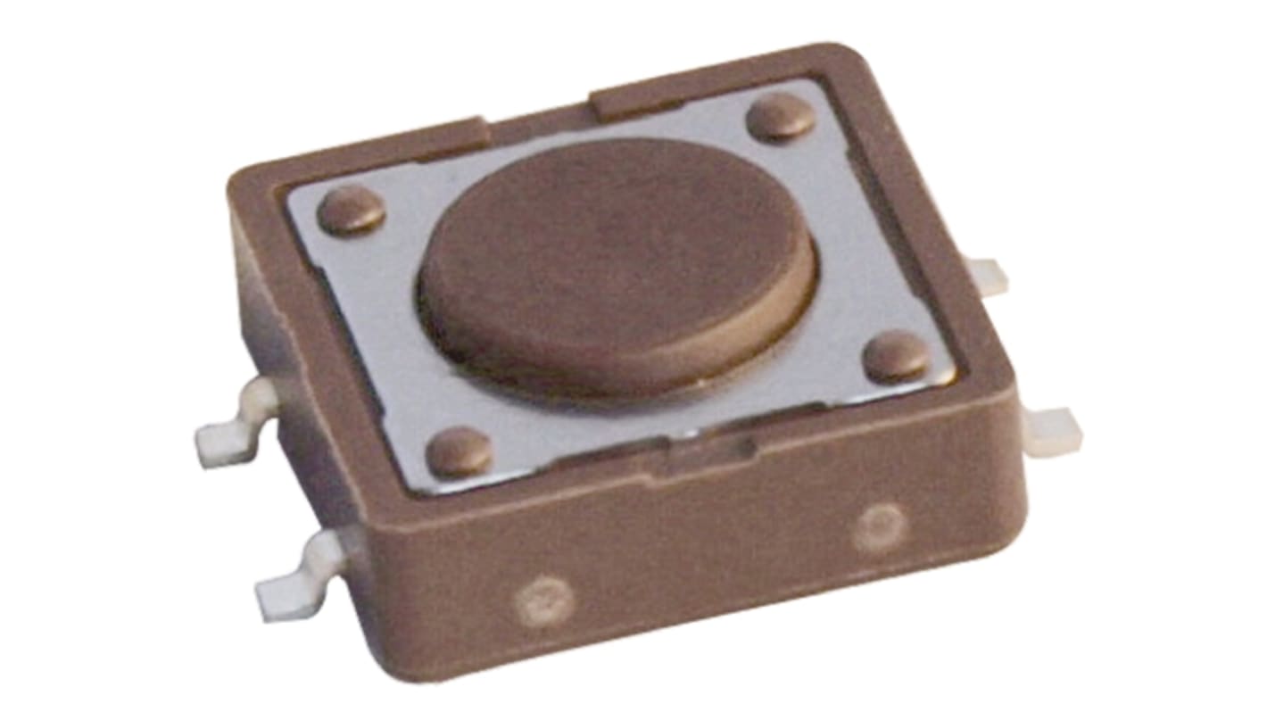 Apem Brown Cap Tactile Switch, SPST 50 mA @ 12 V dc 12mm Surface Mount