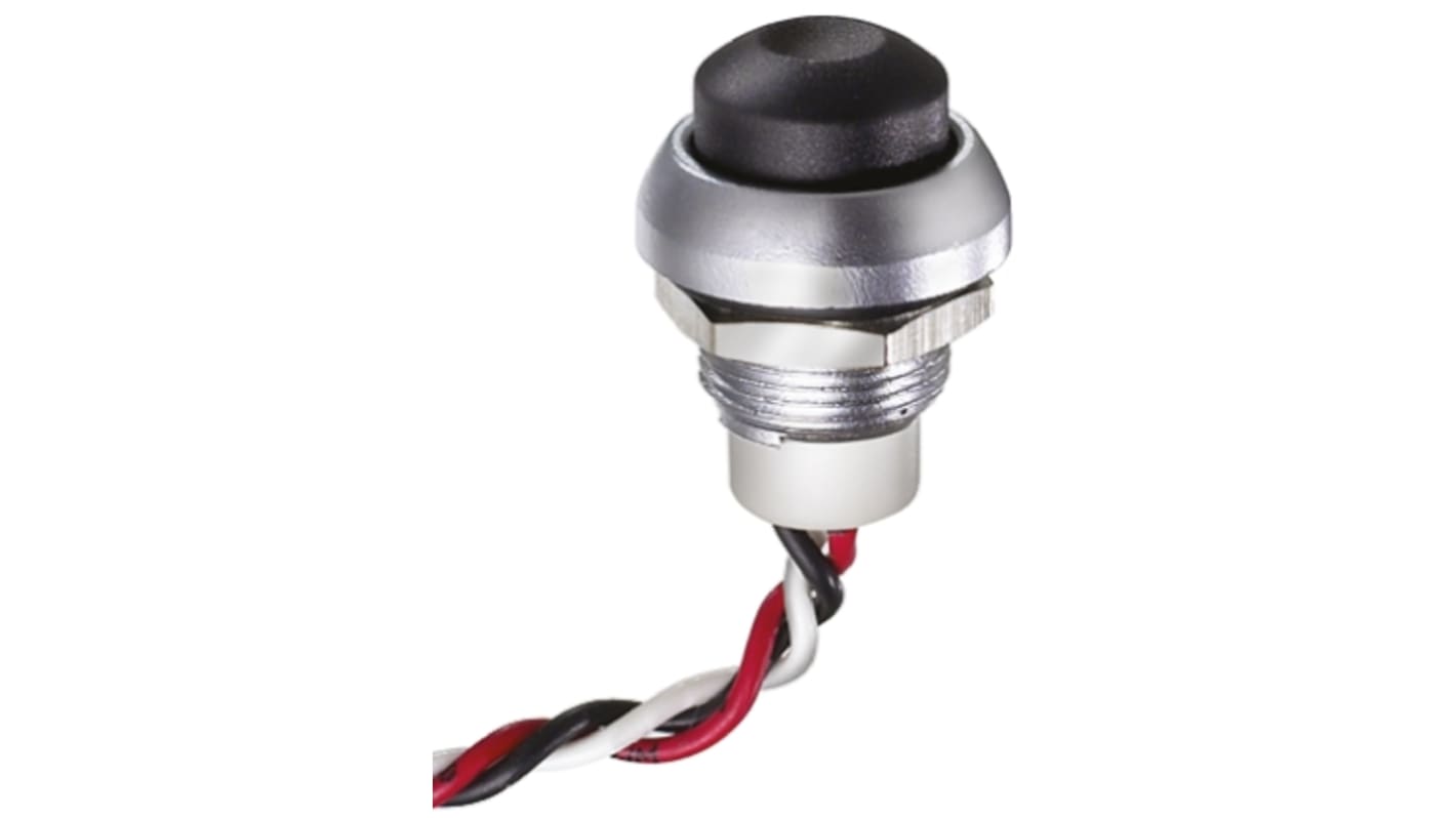 IP67 Push Button Switch 5mA 50mA Plunger Pre-wired Momentary, -40 → +85°C, 3.5 → 14.5 V