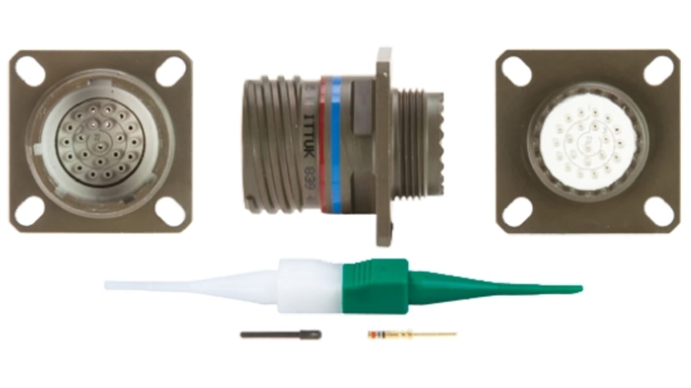 ITT Cannon, KJB 22 Way Panel Mount MIL Spec Circular Connector Receptacle, Pin Contacts,Shell Size 13, Screw Coupling