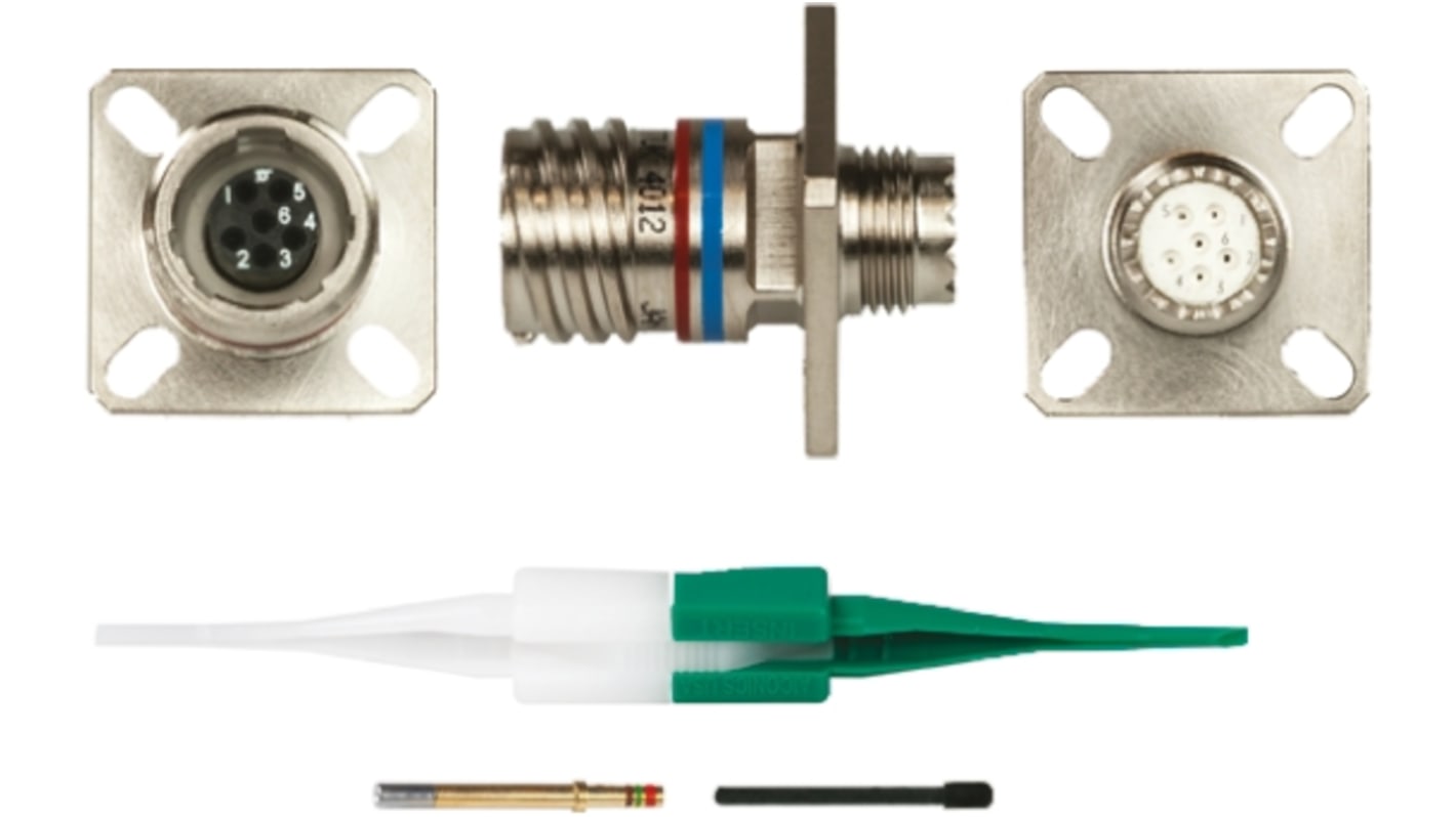 ITT Cannon, KJB 6 Way Panel Mount MIL Spec Circular Connector Receptacle, Socket Contacts,Shell Size 9, Screw Coupling