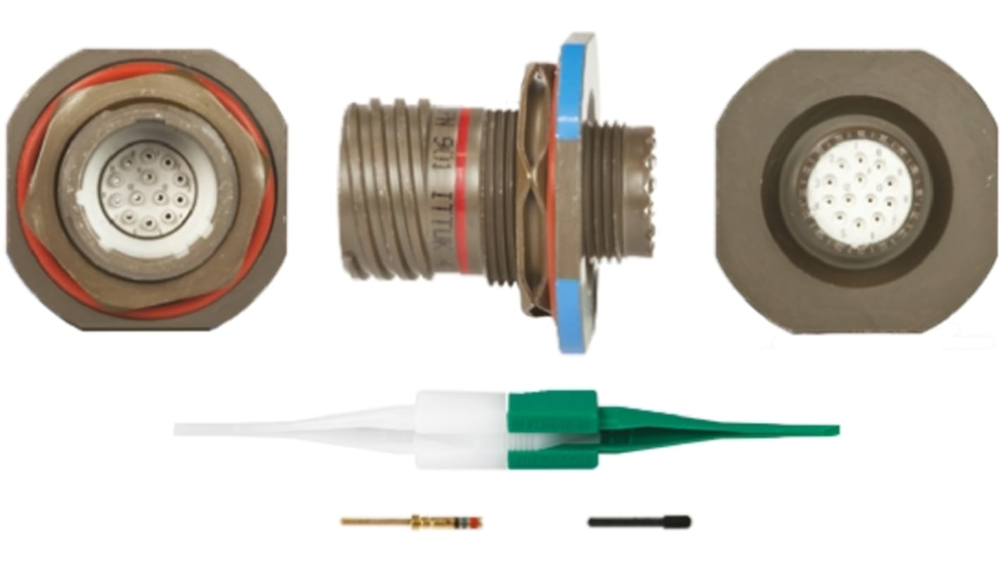 ITT Cannon, KJB 13 Way Panel Mount MIL Spec Circular Connector Receptacle, Pin Contacts,Shell Size 11, Screw Coupling