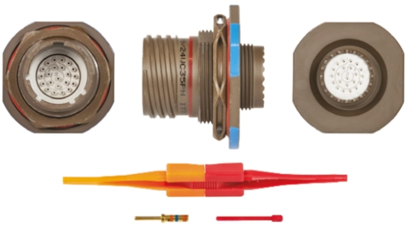 ITT Cannon, KJB 22 Way Panel Mount MIL Spec Circular Connector Receptacle, Pin Contacts,Shell Size 13, Screw Coupling