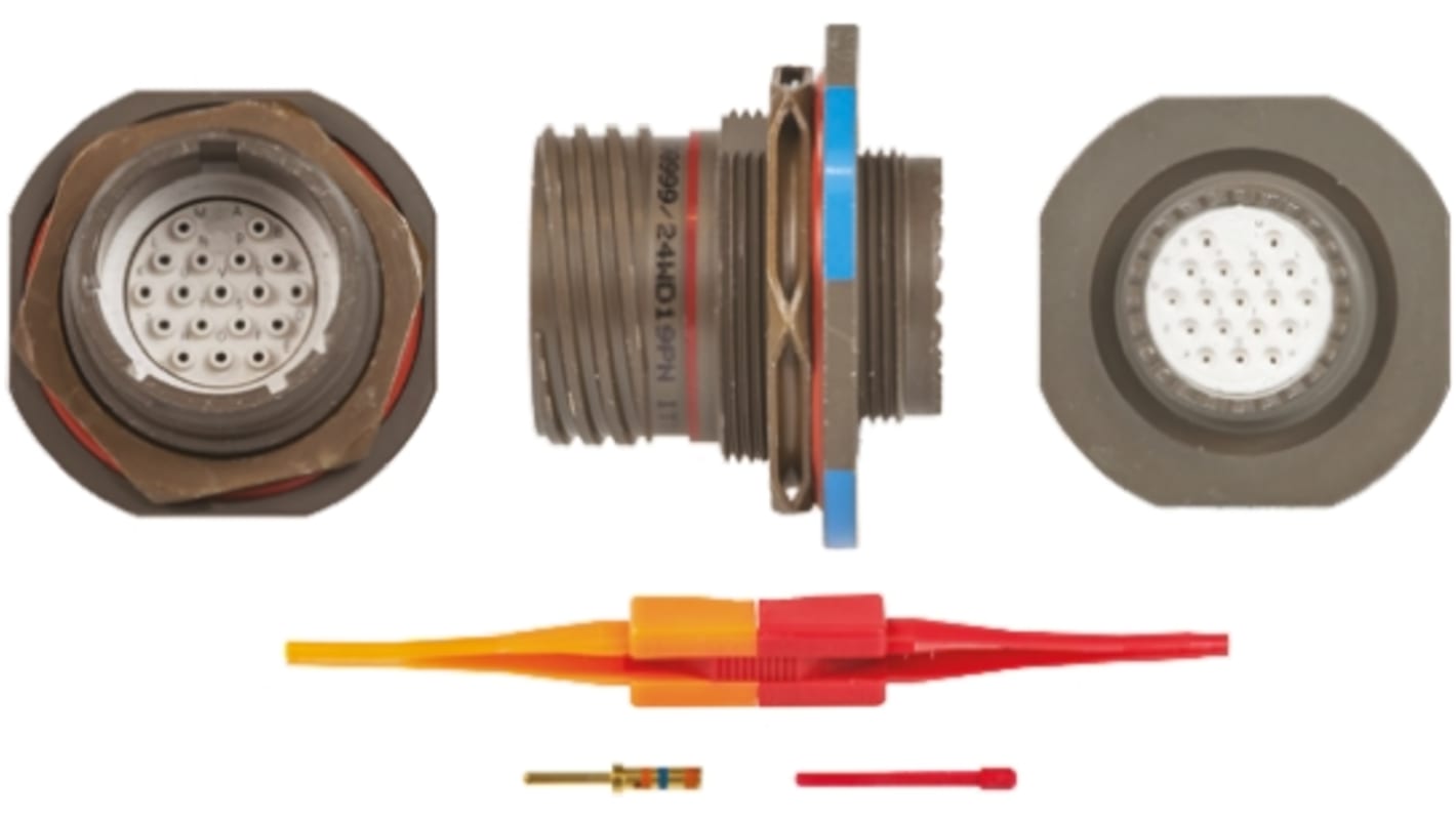 ITT Cannon, KJB 18 Way Panel Mount MIL Spec Circular Connector Receptacle, Pin Contacts,Shell Size 15, Screw Coupling