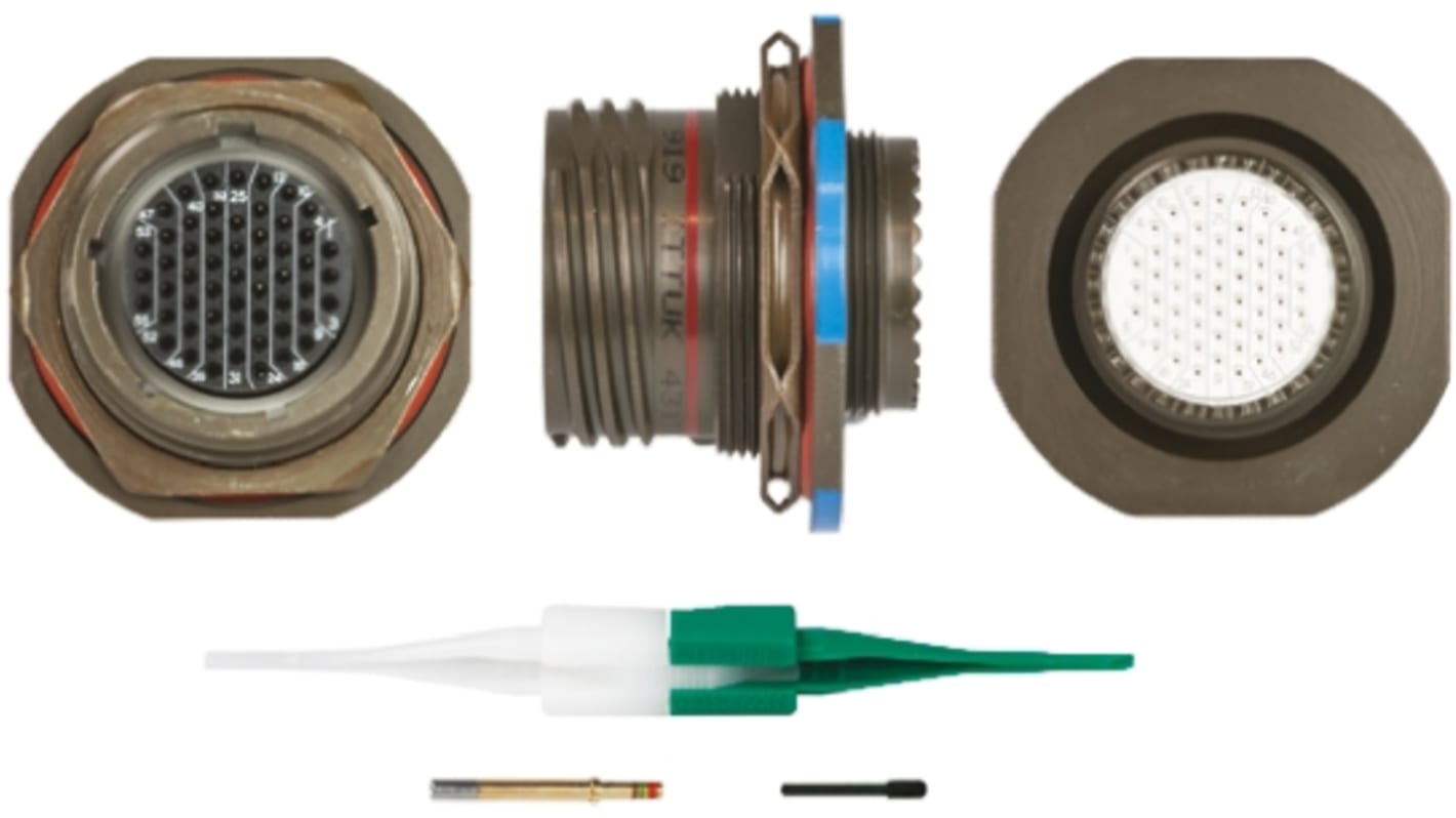 ITT Cannon, KJB 55 Way Panel Mount MIL Spec Circular Connector Receptacle, Socket Contacts,Shell Size 17, Screw Coupling